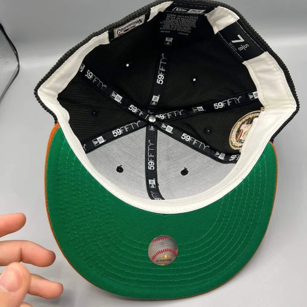 Houston Astros Hat Men 7 5/8 Black Green Corduroy 59Fifty New Era MLB Fitted Cap